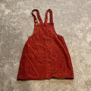 Bluespice Corduroy Overall Skirt Red Skirtall Adjustable Straps SIZE M